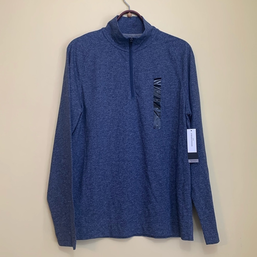 Banana Republic | NWT Blue Golf Men Adult Quick Dry 1/4 Zip Up Pullover Top M - Picture 1 of 8